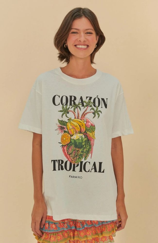 T-Shirt Média Corazon Tropical offwhitte