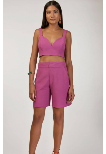 Bermuda Alfaiataria Básica Rosa