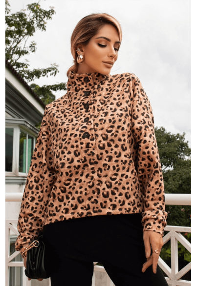 Blusa Moletom Gola Alta Animal Print Blusa Moletom Gola Alta Animal Print