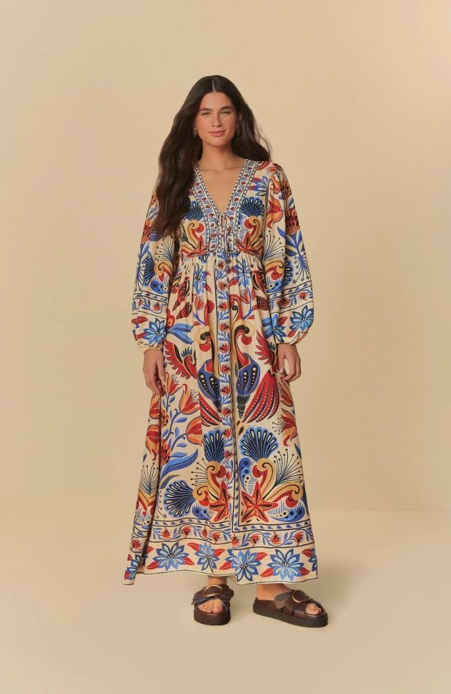 Vestido Longo Manga Sonho De Mar